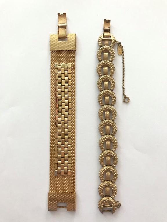 2 GOLD TONE BRACELETS (1-MONET, 1-MARSEL): (1-MONET, 1-MARSEL)