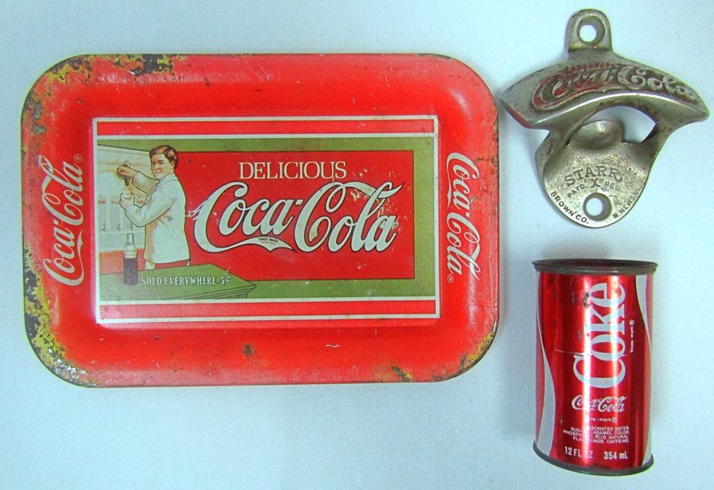 COCA-COLA LOT! VINTAGE WALL MOUNT BOTTLE OPENER; (1 of 3)