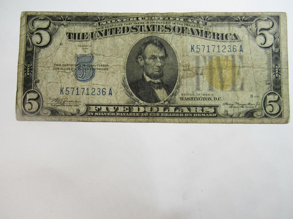 1934 $5 " NORTH AFRICA" SILVER CERTIFICATE (1 of 2)