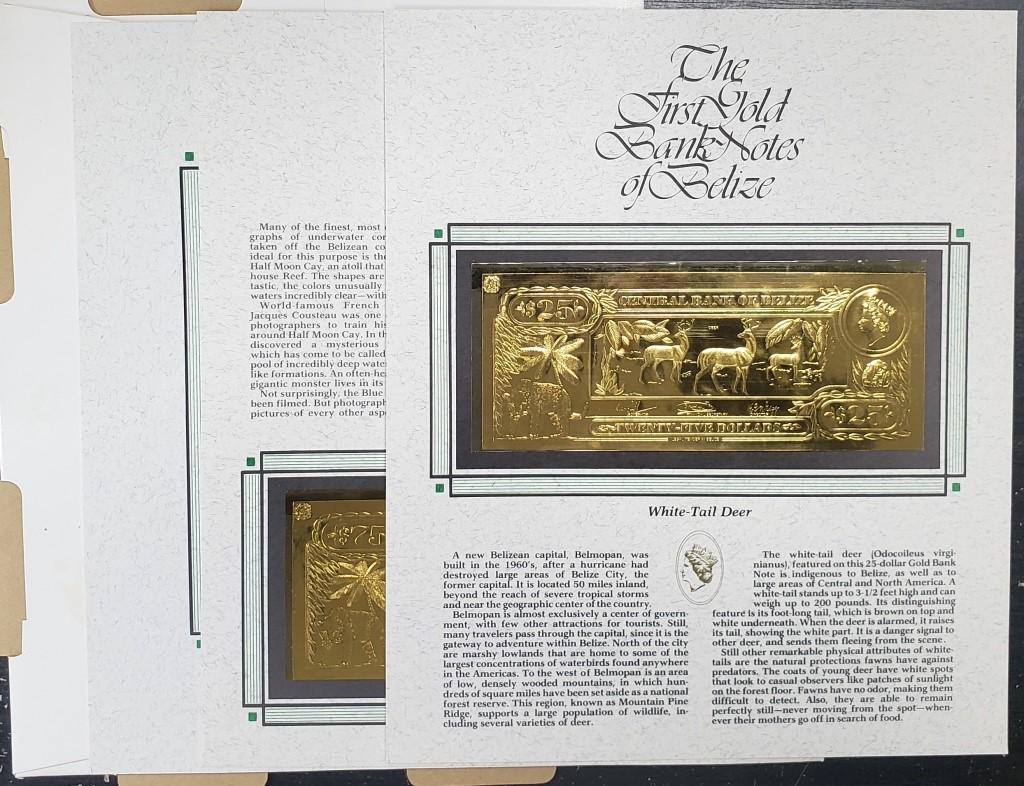 (2) 22k GOLD BANK NOTES of BELIZE 1981 UNC (1 of 3)
