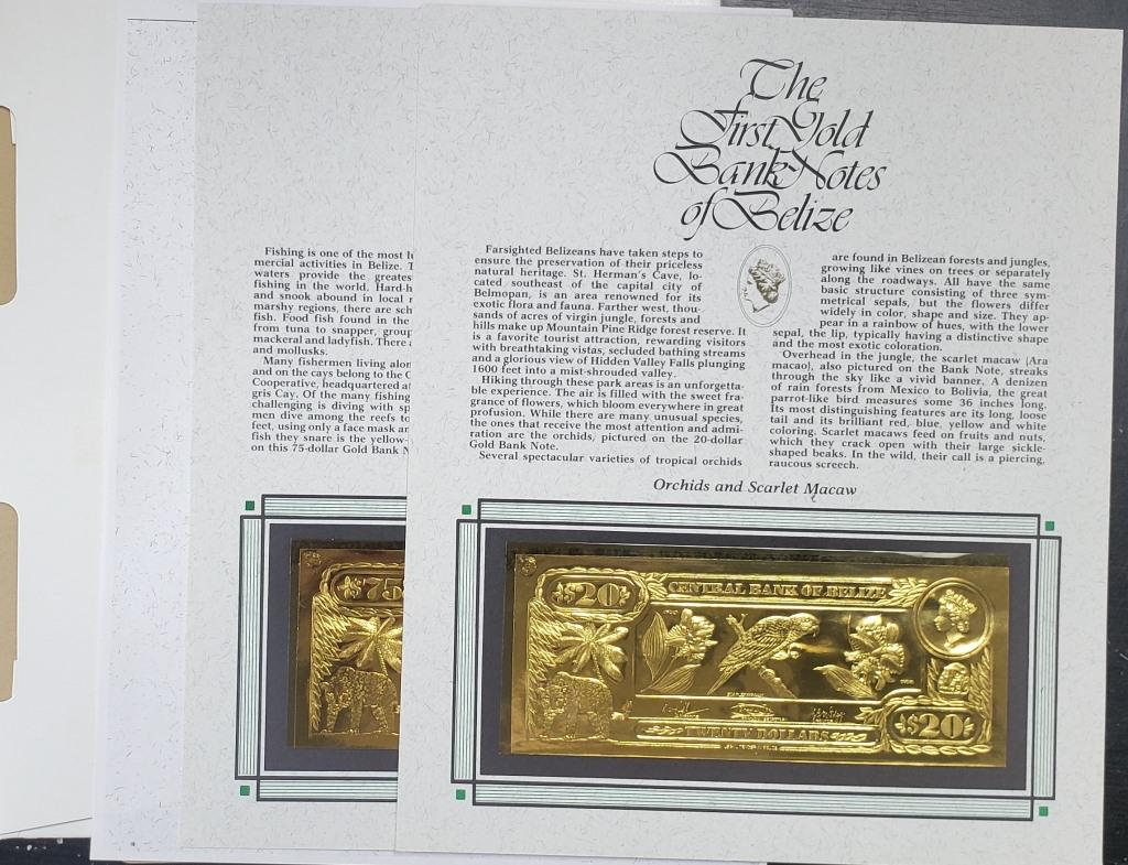 (2) 22k GOLD BANK NOTES of BELIZE 1981 UNC (1 of 3)