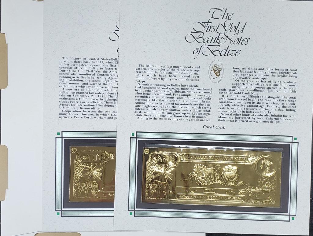 (2) 22k GOLD BANK NOTES of BELIZE 1981 UNC (1 of 3)
