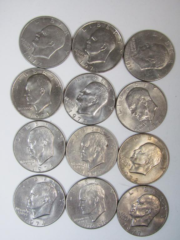 (12) EISENHOWER DOLLARS - MIXED DATES (1 of 1)