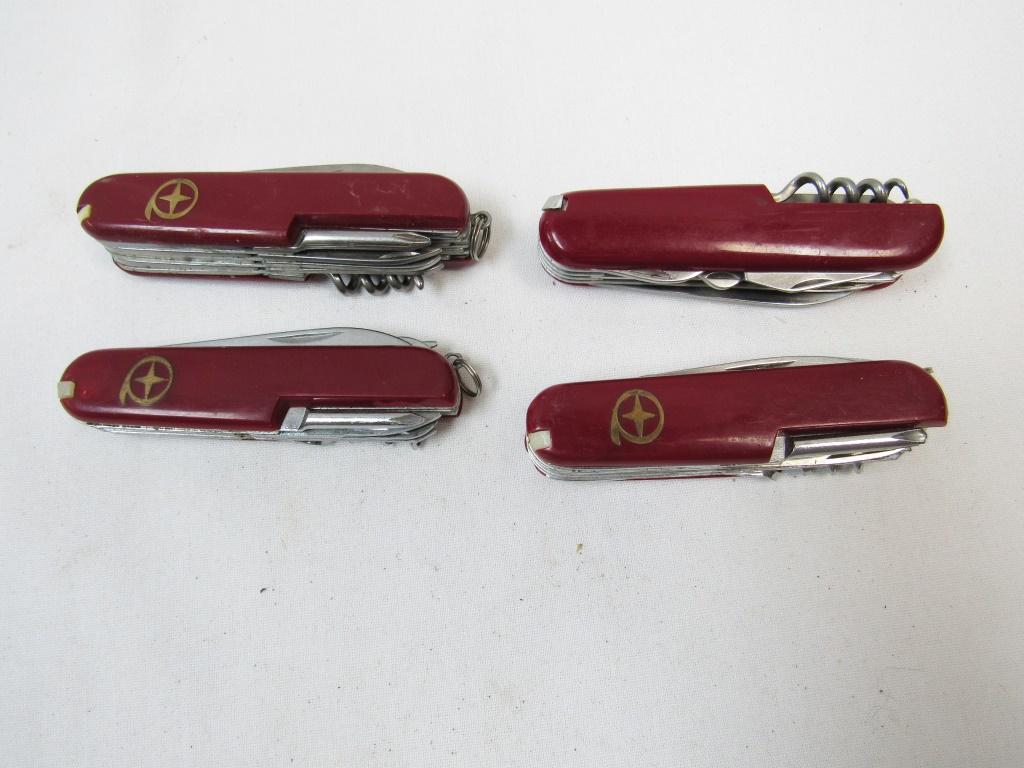 4 VINTAGE SWISS ARMY KNIVES; (1 of 2)