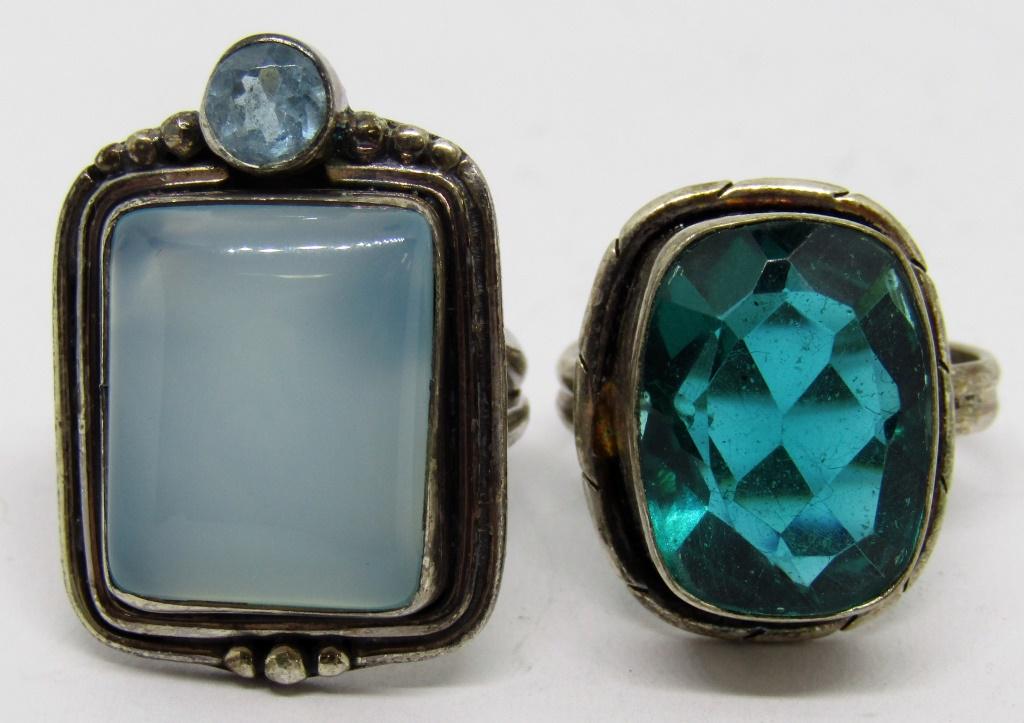 2-VINTAGE STERLING RINGS (1)WITH GEOMETRIC (1 of 6)