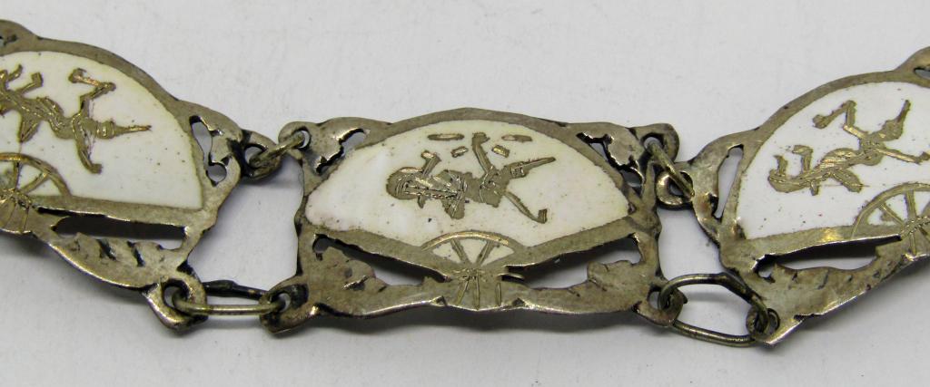 VINTAGE STERLING SIAM PANEL BRACELET WITH (1 of 5)