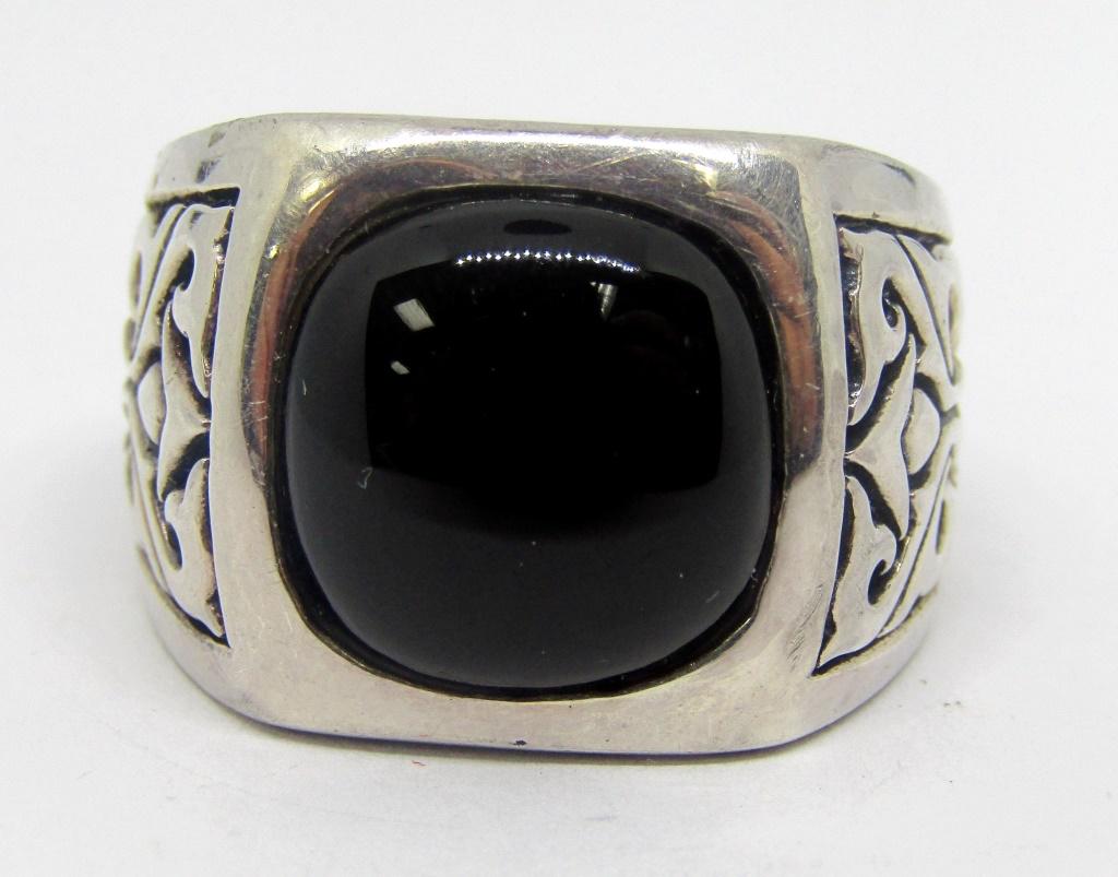 SHR MARKED MEN'S STERLING RING WITH BLACK (1 of 4)
