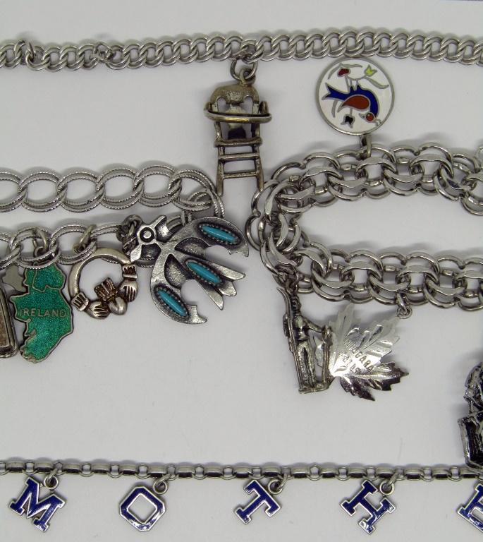 (4) STERLING CHARM BRACELETS (1 of 3)