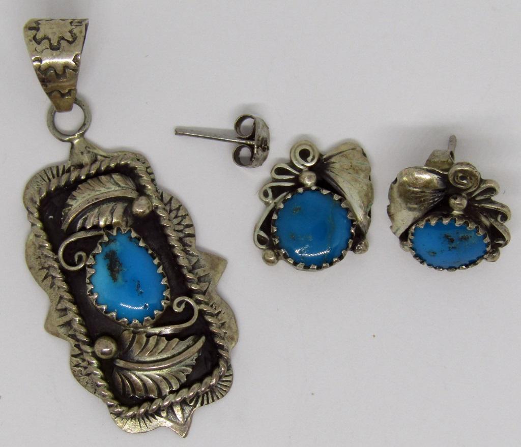 NATIVE AMERICAN STERLING / TURQUOISE LOT (1 of 3)