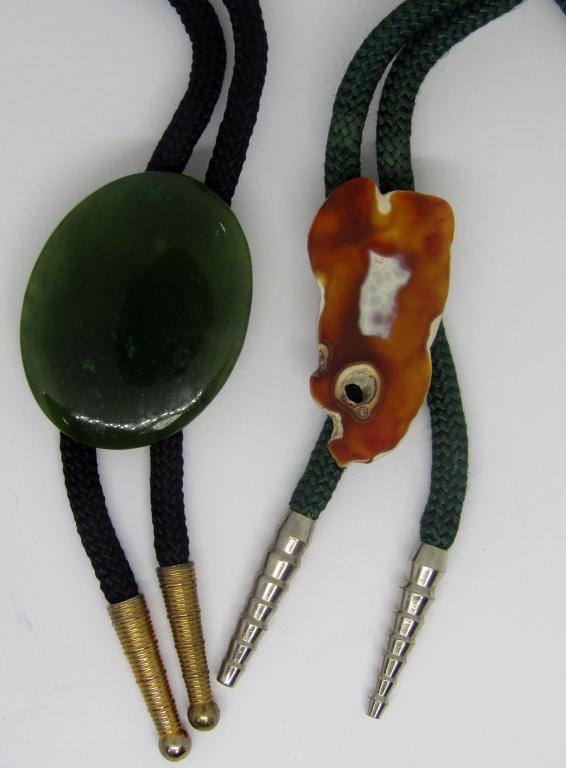 (2)  BOLO TIE's with JADITE & NATURAL STONE (1 of 2)