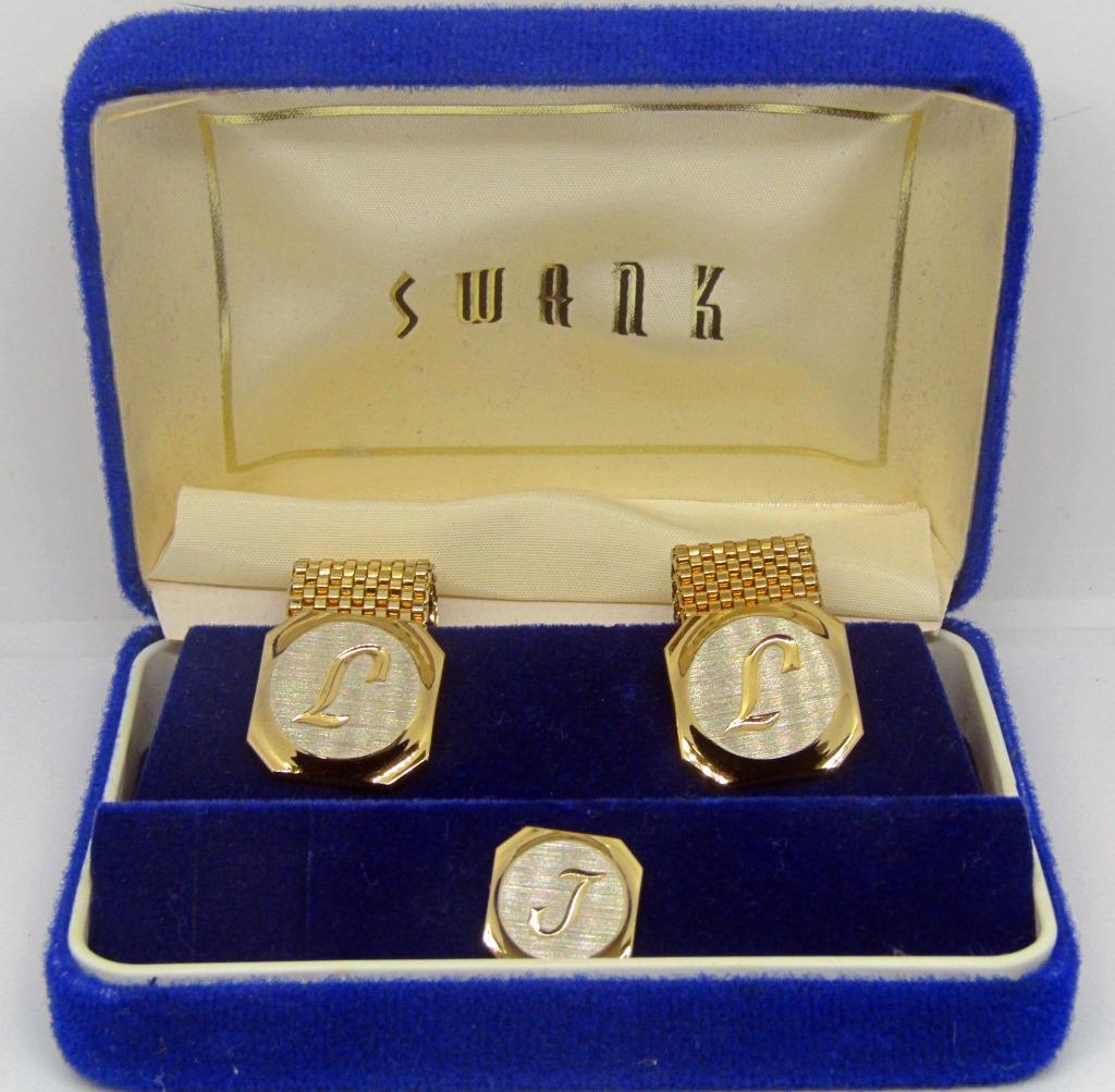 VTG SWANK CUFFLINK & TIE CLIP in BOX (1 of 2)