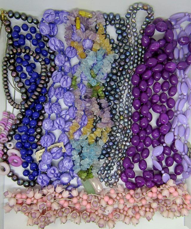 12 PURPLE BEADED NECKLACES & BRACELET (1 of 3)
