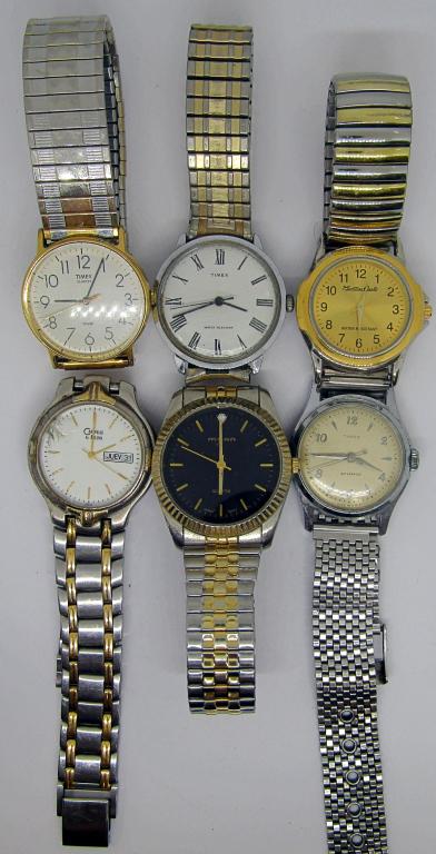 (6) MENS WRISTWATCHES - (3) TIMEX: MONTREA CARLO, MILAN, CARAVELLE - UNTESTED