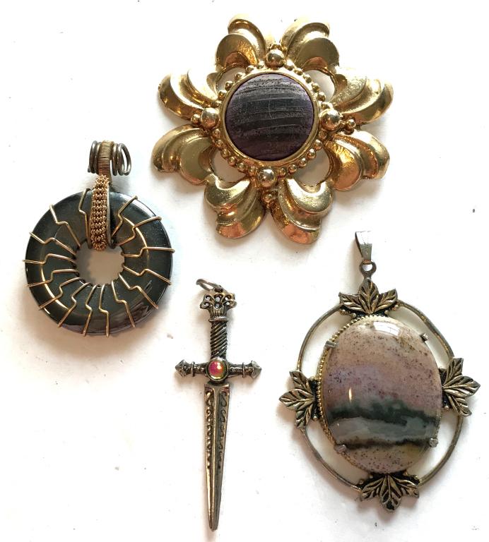 LG PENDANTS (1 MARKED DAUPLAISE): SWORD MARKED JJ,