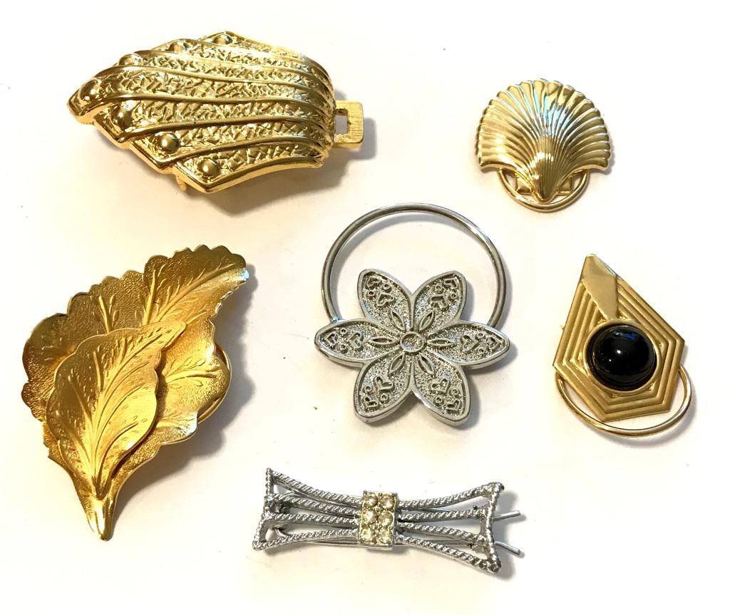 6 PC VINTAGE LOT, SCARF CLIPS + OTHERS (1 of 4)