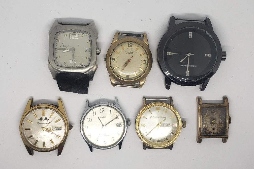 7-MEN'S WATCH FACES-UNTESTED-PARTS/REPAIR (1 of 12)