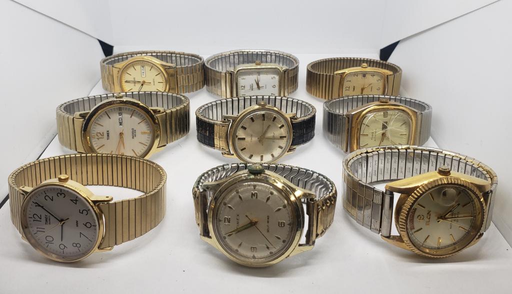 9-VTG GOLD TONED MEN'S FASHION WRISTWATCHES (1 of 20)