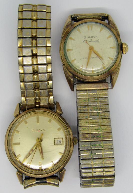 2-VINTAGE BULOVA MEN'S WRISTWATCHES: (1)23 JEWELS SELF WINDING (1)DAY DATE-BOTH RUNNING