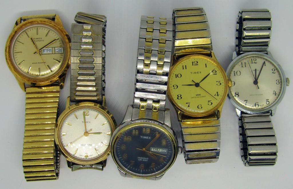 5-VINTAGE MEN'S TIMEX WRISTWATCHES (1 of 2)
