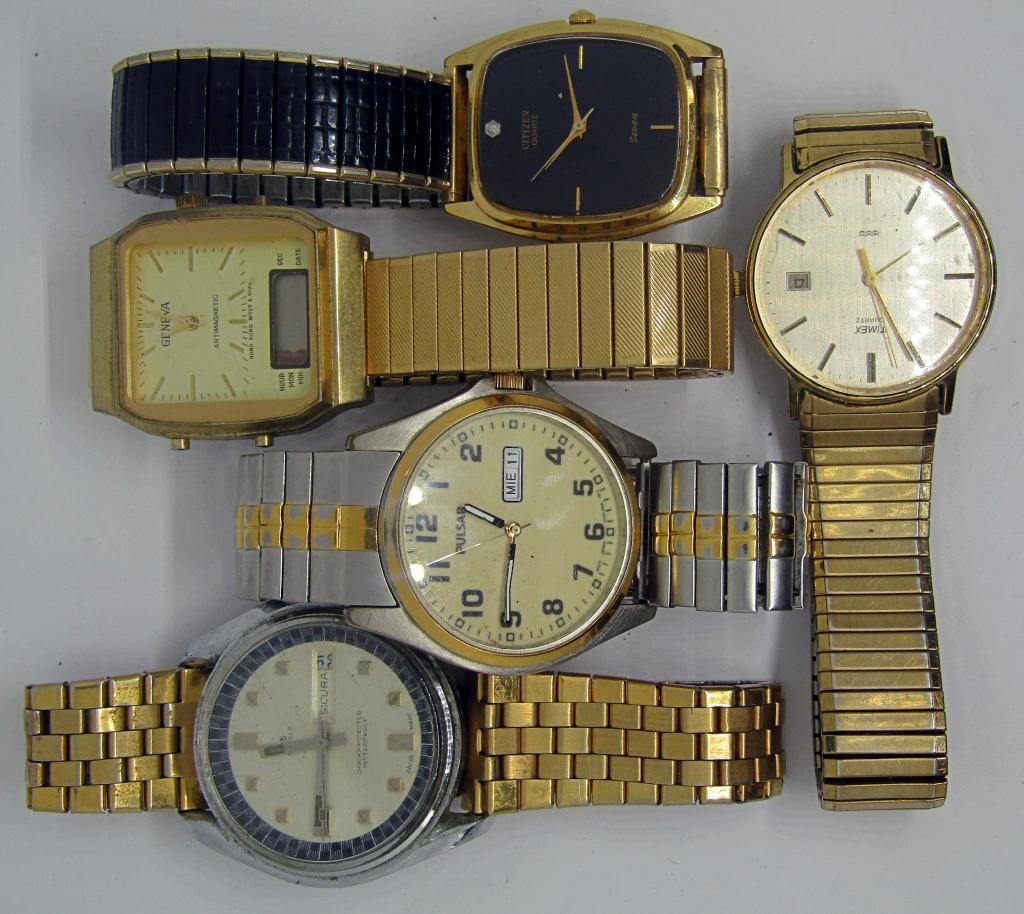 5-MEN'S VINTAGE GOLD TONED WRISTWATCHES (1 of 2)