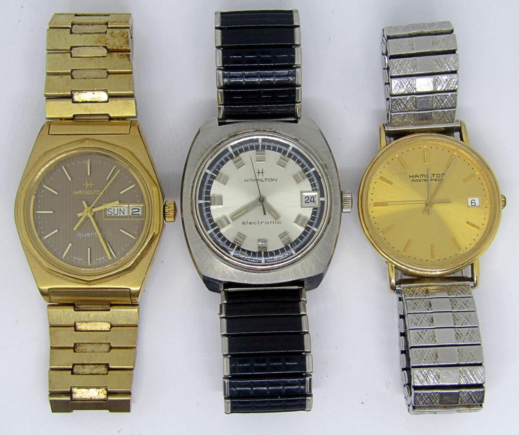 3-VINTAGE HAMILTON MEN'S DAY DATE WATCHES (1 of 2)