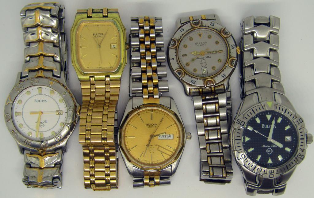 5-VINTAGE BULOVA MEN'S DAY DATE MEN'S: WRISTWATCHES-ALL WATCHES UNTESTED-PARTS/REPAIR
