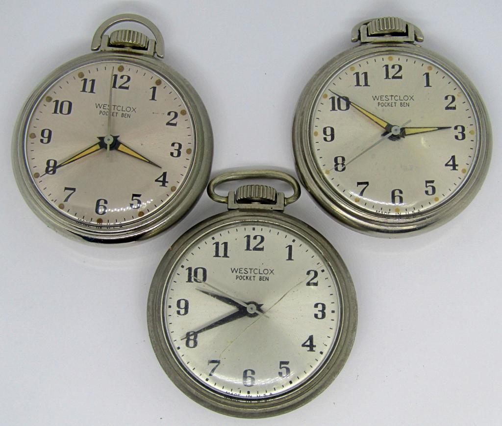 (3) WESTCLOX POCKET BEN POCKET WATCHES! (1 of 3)