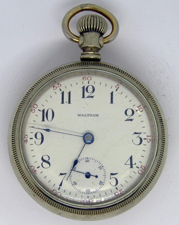 AMERICAN WALTHAM WATCH CO. POCKET WATCH;: GRADE MO. 18, 18S, 7J, PRODUCTION YEAR (EST) 1883; UNTESTED - SEEMS TO BE WORKING! LOCOMOTIVE BACKING!