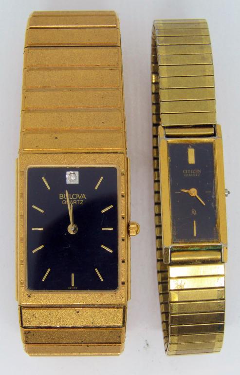 HIS & HERS WRIST WATCHES; CITIZEN & BULOVA MARKED;: BULOVA MARKED FRANCE! UNTESTED!