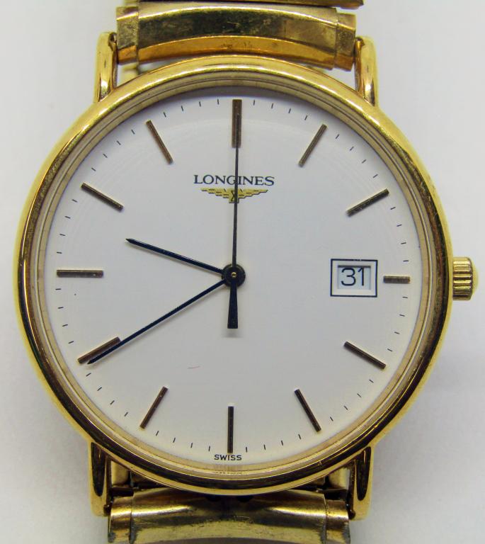 LONGINES SWISS WRIST WATCH!: UNTESTED; HAS A "CANTEEN" GOLD TONES BAND!