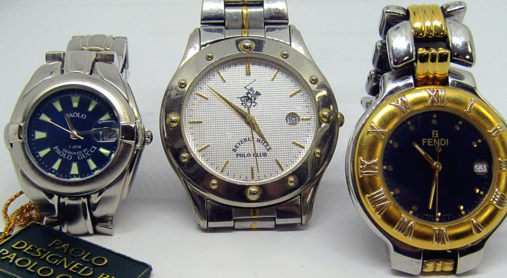(3) WRIST WATCHES; FENDI, GUCCI, BEVERLY HILLS (1 of 8)