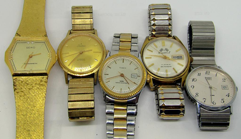 (5) VTG MENS WATCHES; TIMEX,SEIKO, & MORE!: UNTESTED