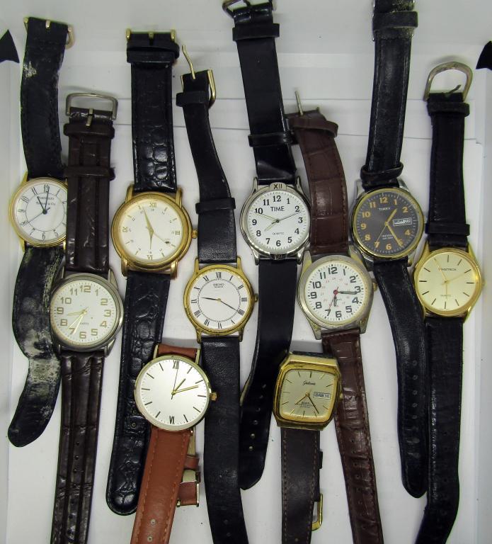 (10) MENS WATCHES; TIMEX,ELGIN,TIFFANY CO,SEKIO (1 of 2)