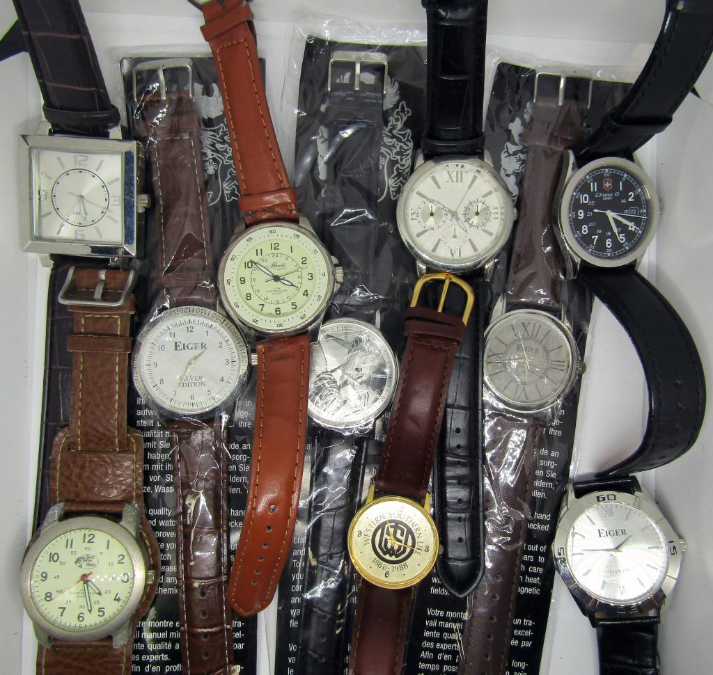 (10) MENS WATCHES; ELGER, SWISS ARMY, MOETTI (1 of 3)