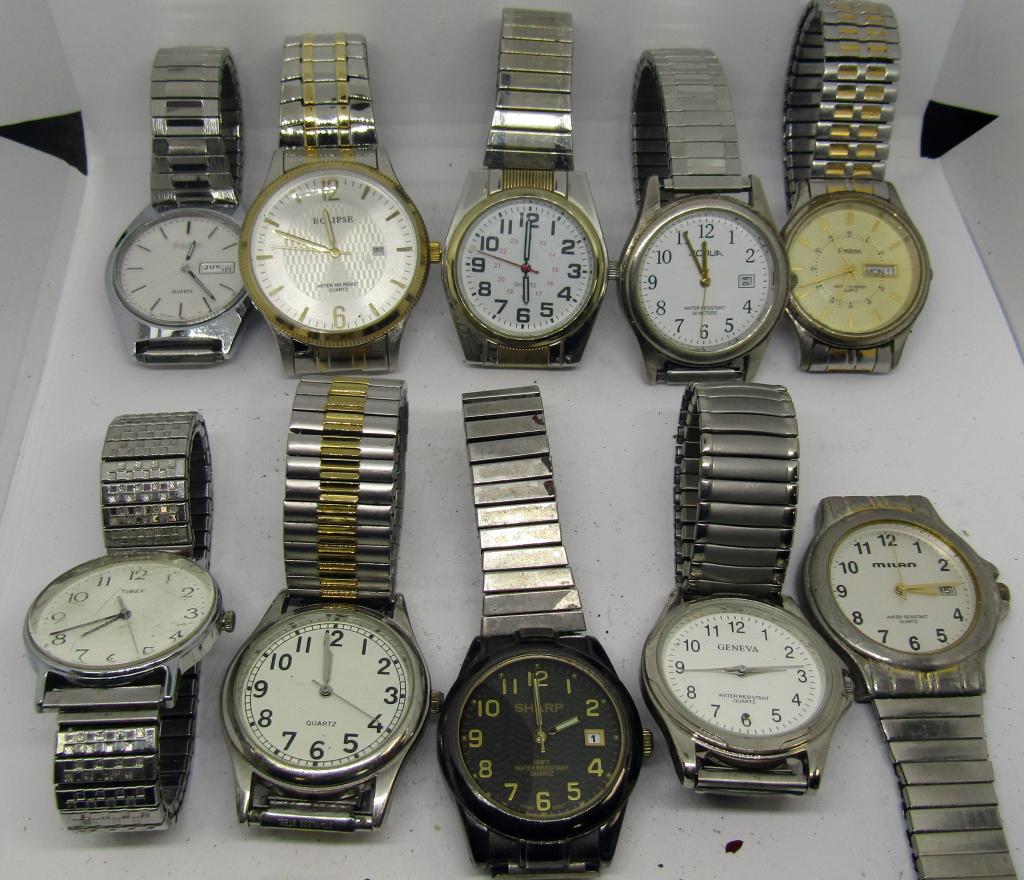 (10) MENS WATCHES; ECLIPSE,SHARP,PULSAR& MORE (1 of 5)