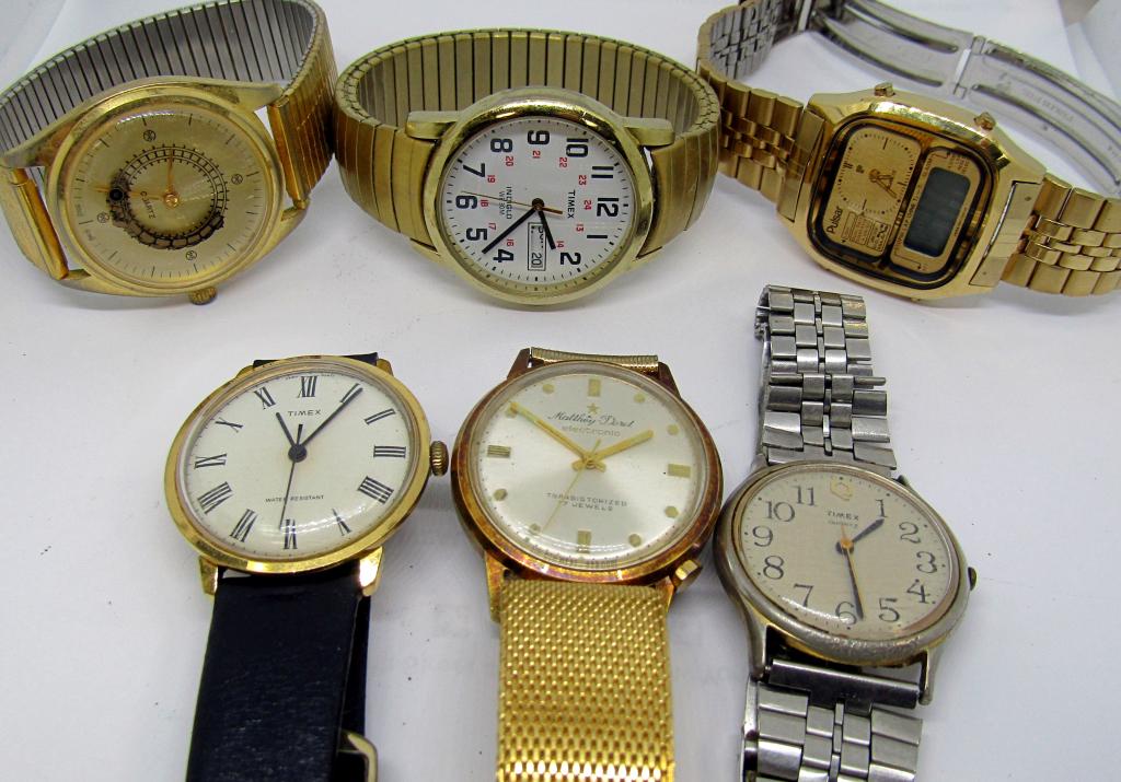 (6) WRIST WATCHES; PULSAR,TIMEX,MATTHEY&MORE: UNTESTED