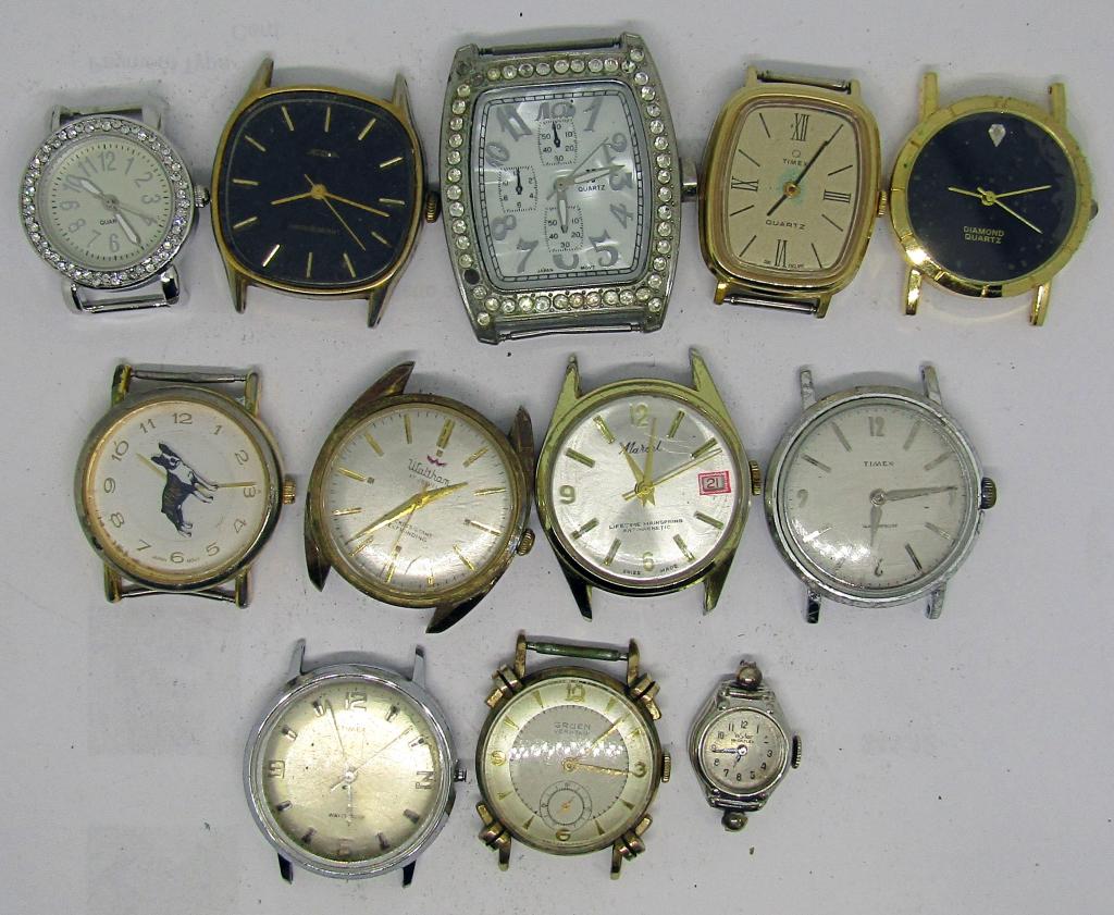 (12) WATCH FACES! MARCEL,GRUEN,JJ,TIMEX& MORE: UNTESTED