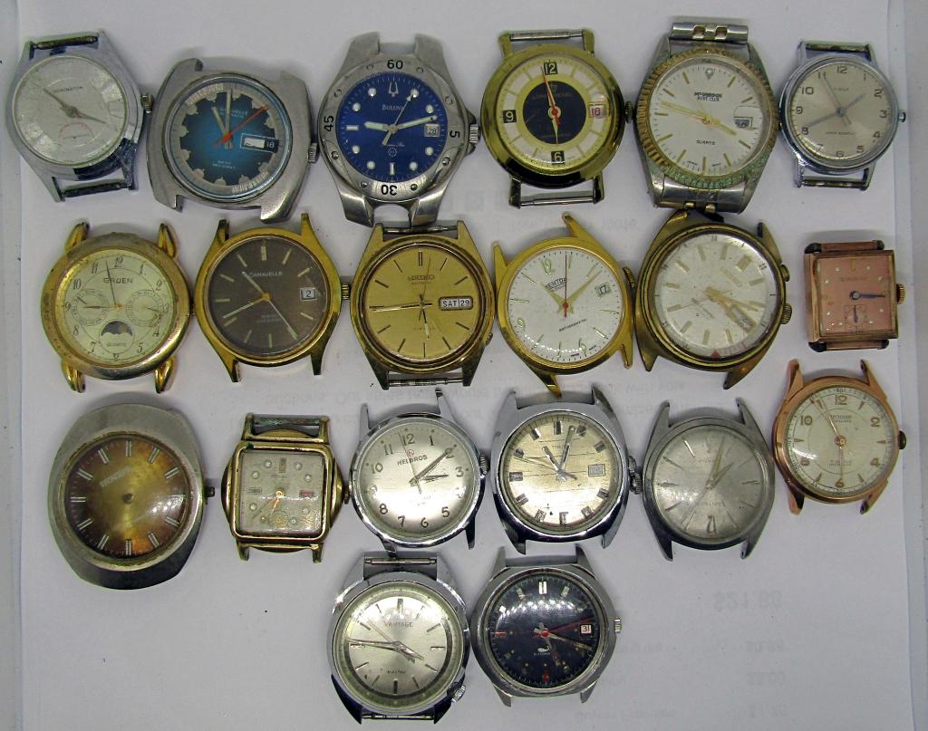 (20) WATCH FACES! SEIKO,BULOVA,TIMEX, & MORE: UNTESTED