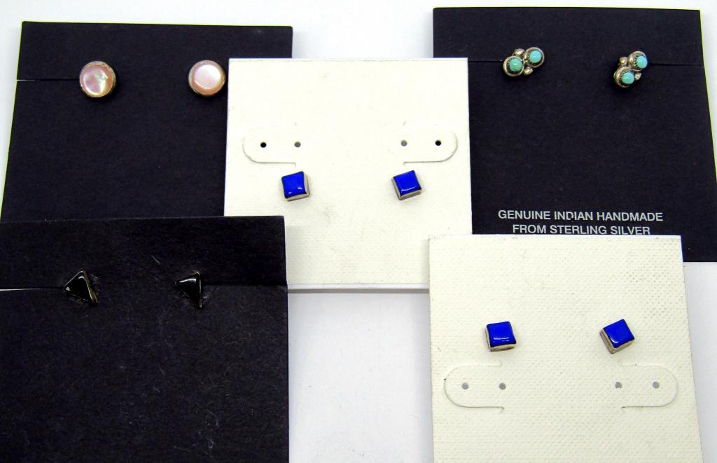 5-PAIRS OF SOUTHWESTERN STERLING PIERCED STUD (1 of 2)