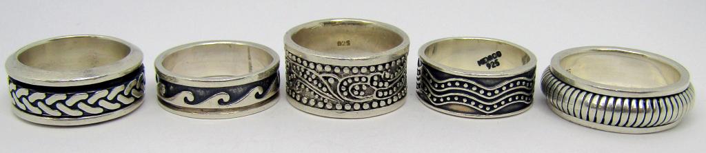 5-STERLING MEN'S RING BANDS WITH DIFF ENGRAVED (1 of 3)