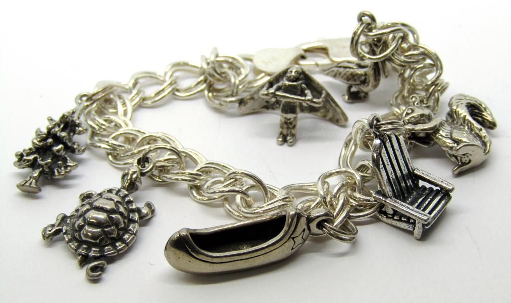 Sterling Adventurous Charm Bracelet: 7 charms DWT18.3