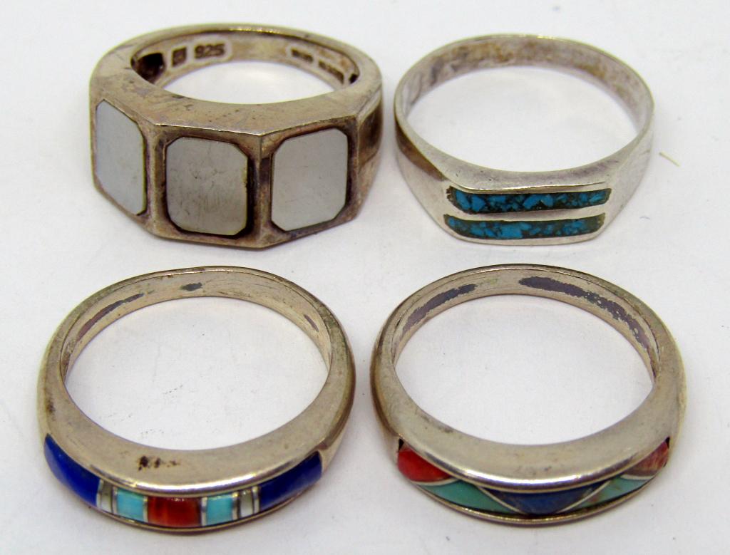 4 Vintage Zuni Sterling Rings (1 of 3)