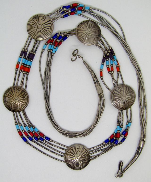 Southwestern Sterling beaded necklace (1 of 2)