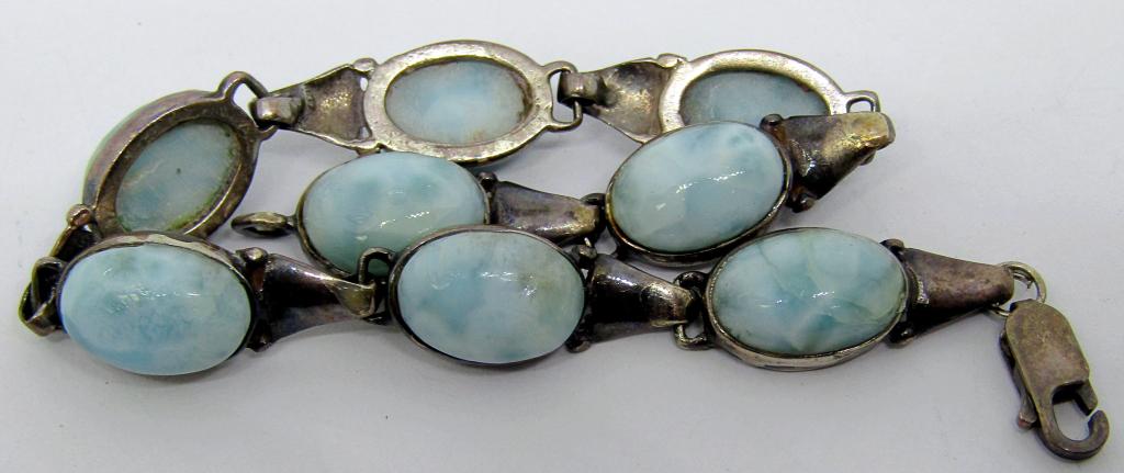 Vintage sterling bracelet with natural blue stones (1 of 3)