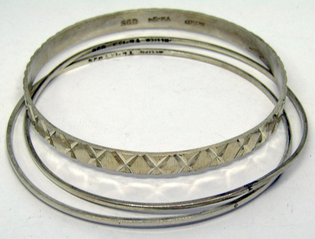 Mexico Sterling bangle bracelets set of 3 (1 of 3)