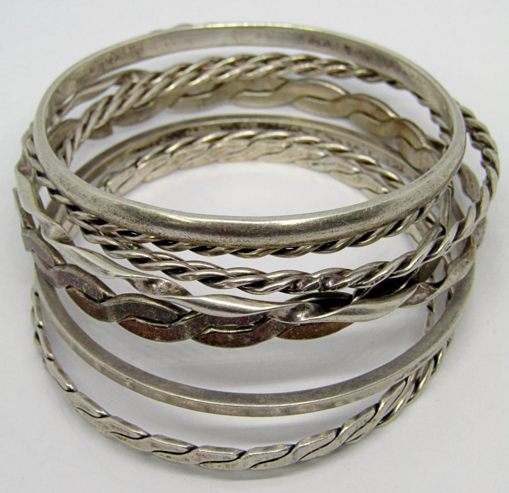 set of 9 Sterling bangle bracelets (1 of 4)