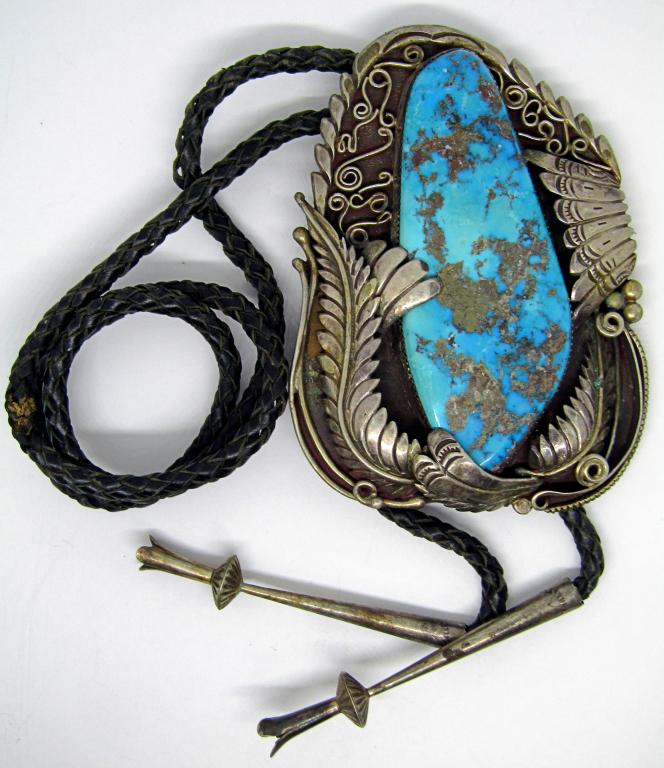 Large Southwestern Sterling Bolo Tie (1 of 3)