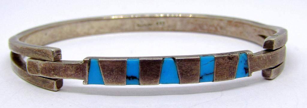 Mexico .925 Southwestern Bangle Cuff with Stones (1 of 3)