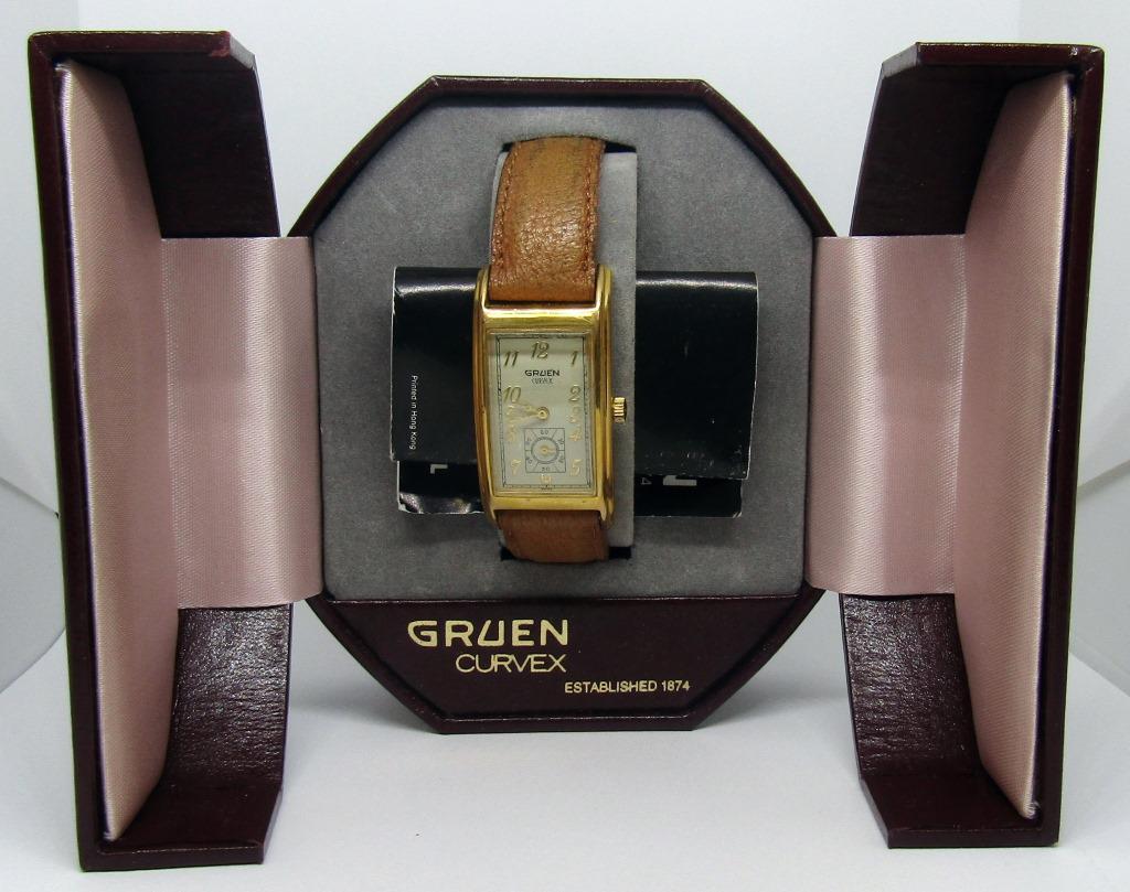 Vintage Gruen Curvex precision wristwatch: UNTESTED WITH BOX, COA!