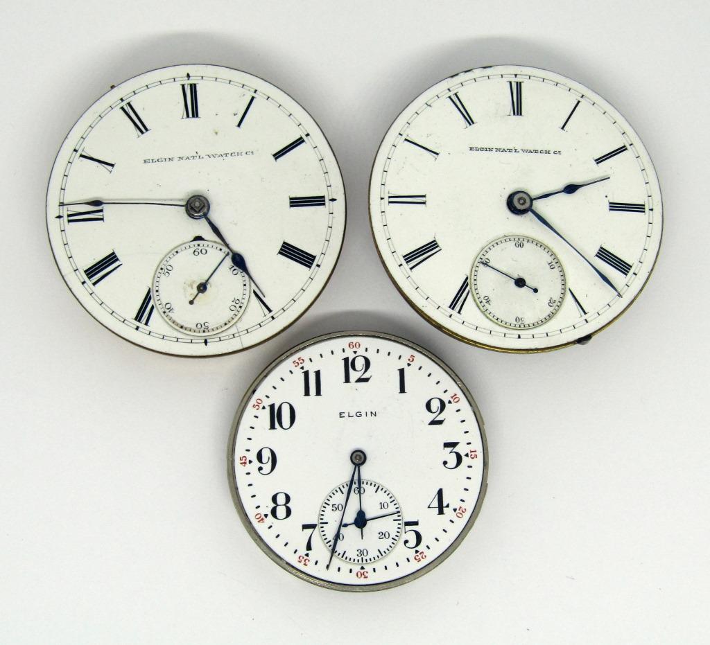 (3) ELGIN POCKET WATCH FACES(FOR PARTS/REPAIR) (1 of 2)